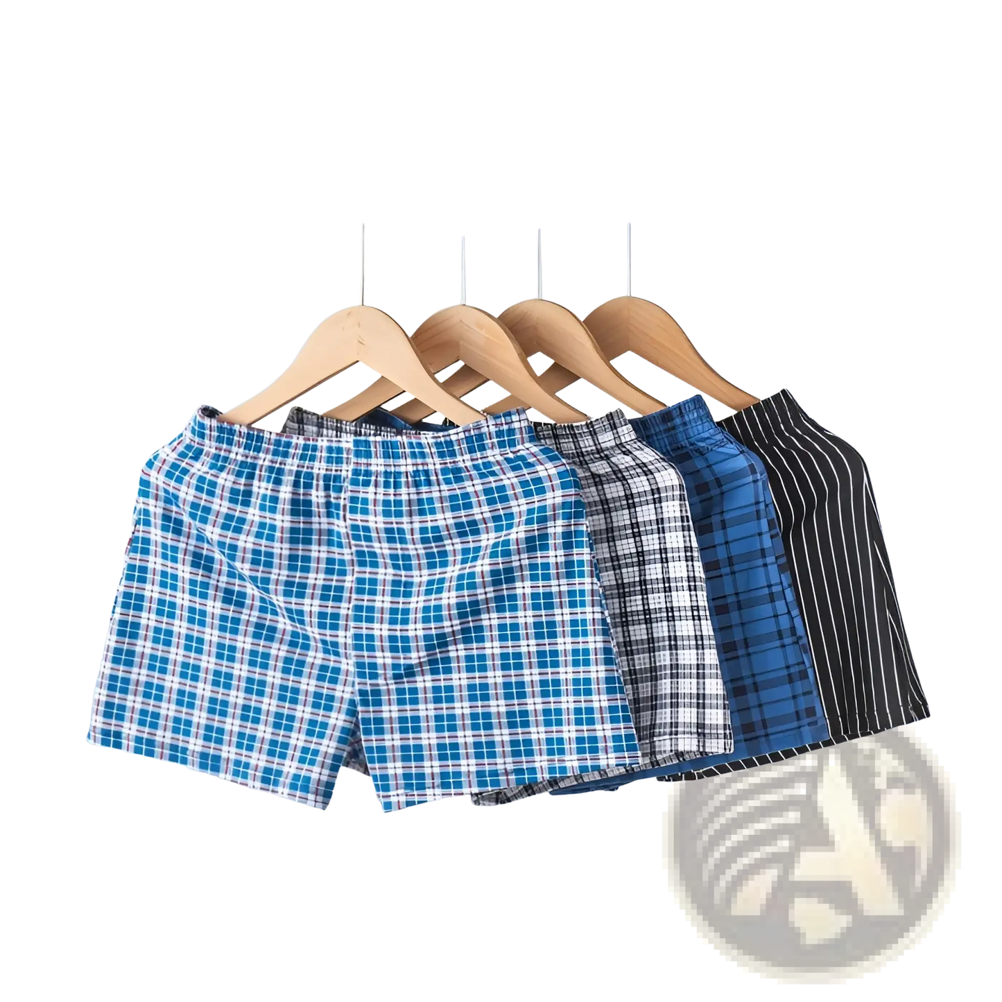 Men's Plus Size Cotton Striped and Plaid Boxer Shorts
