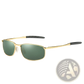 Men's Polarized Metal Frame Rectangular Aviator Sunglasses