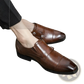Men's Polished Leather Monk Strap Perforated Dress Shoes