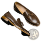 Men's Polished Leather Tassel Loafers with Composite Soles