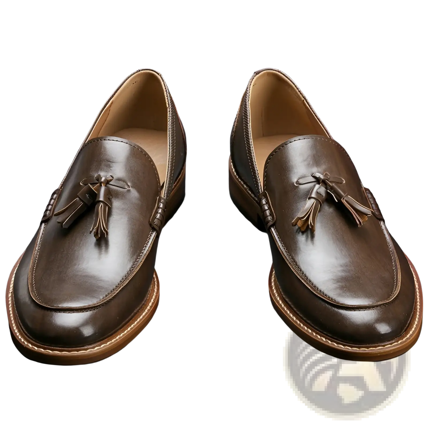 Men's Polished Leather Tassel Loafers with Composite Soles