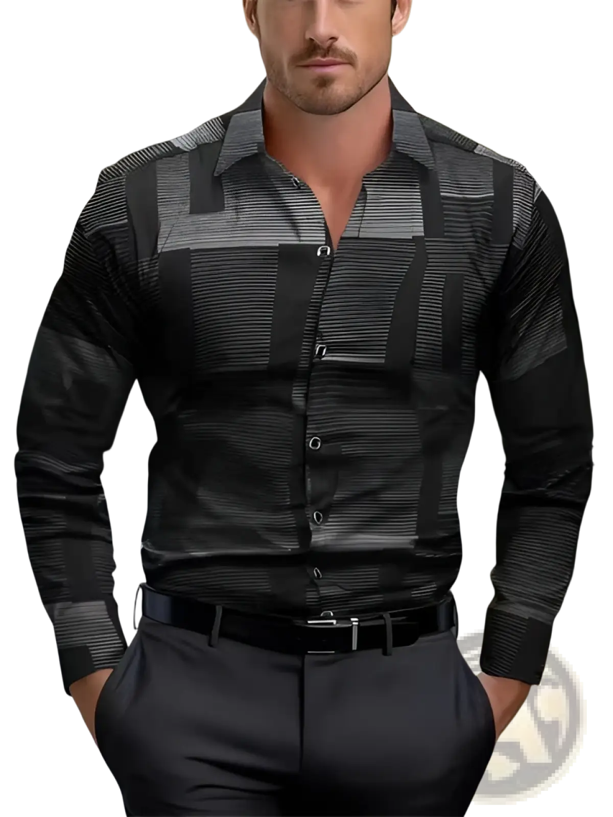 Men's Premium Geometric and Printed Long Sleeve Button Down