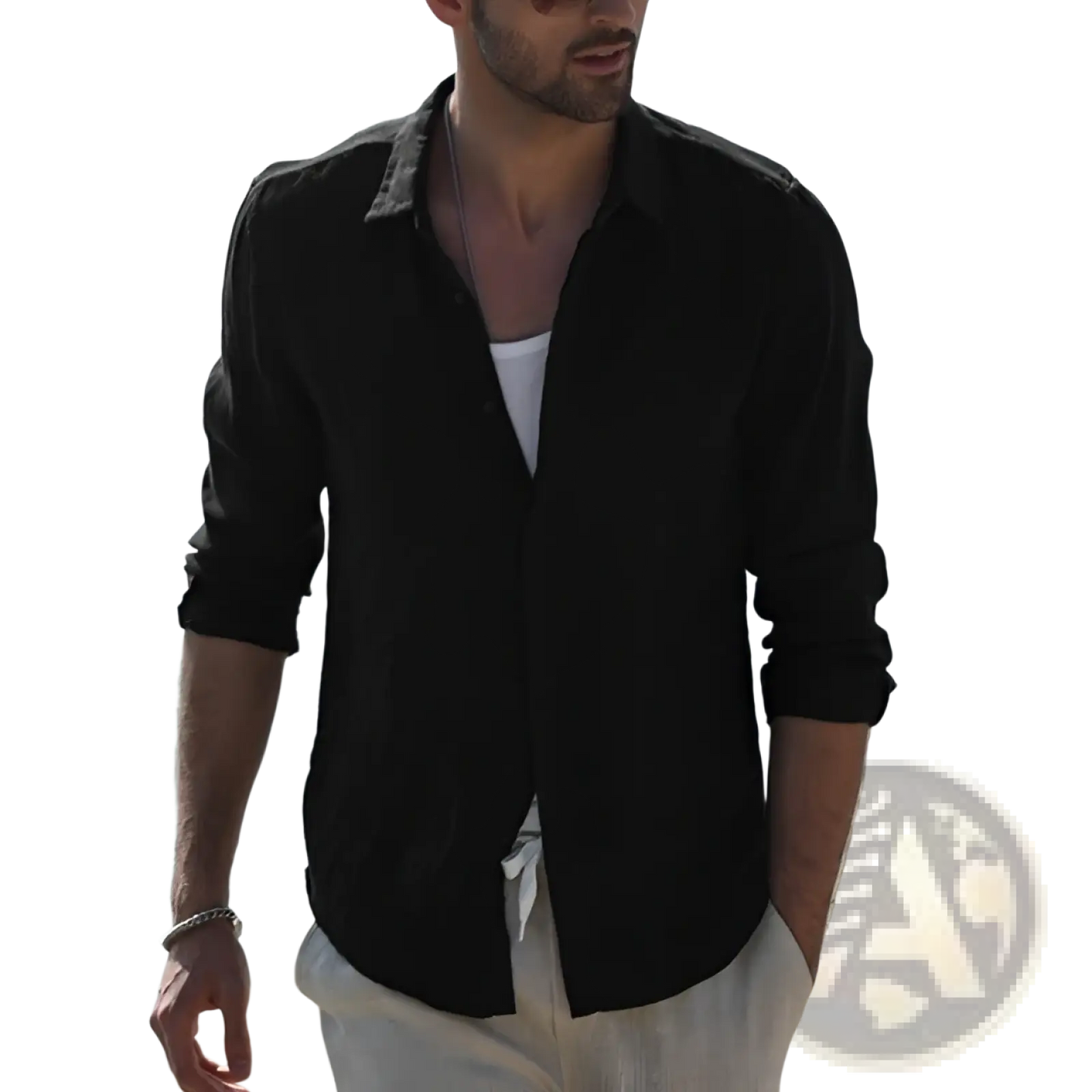 Men's Premium Textured Linen Blend Long Sleeve Shirt