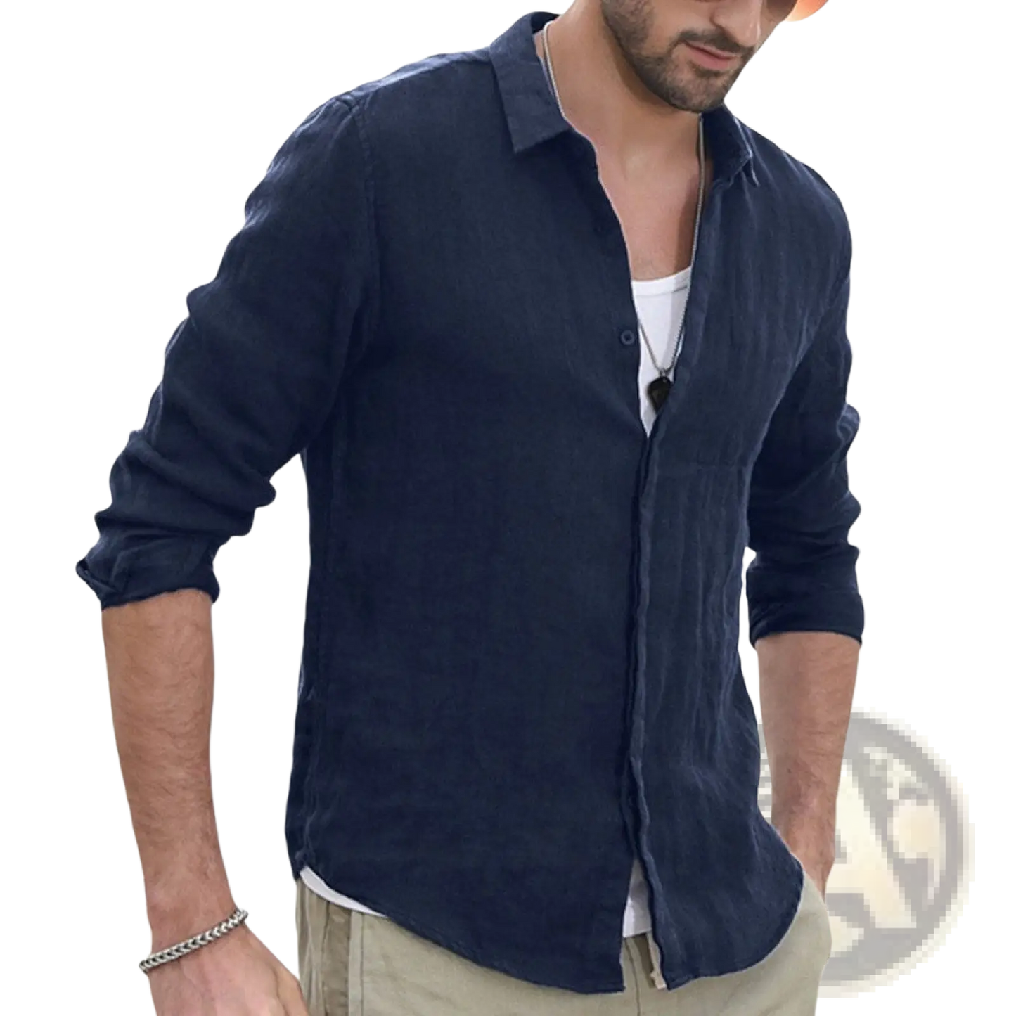 Men's Premium Textured Linen Blend Long Sleeve Shirt