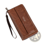 Men's Pu Leather Long Wallet with Wrist Strap