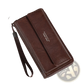 Men's Pu Leather Long Wallet with Wrist Strap