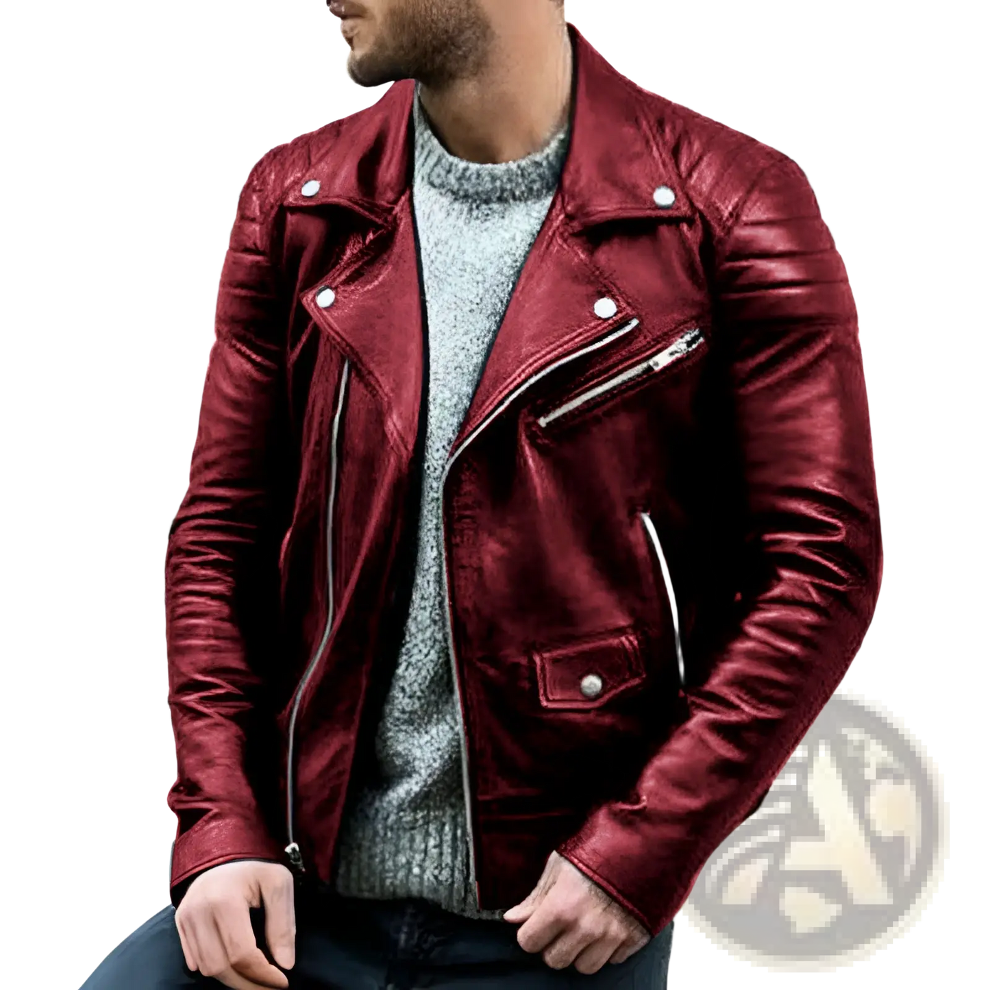 Men's Pu Leather Punk Stand Collar Biker Jacket