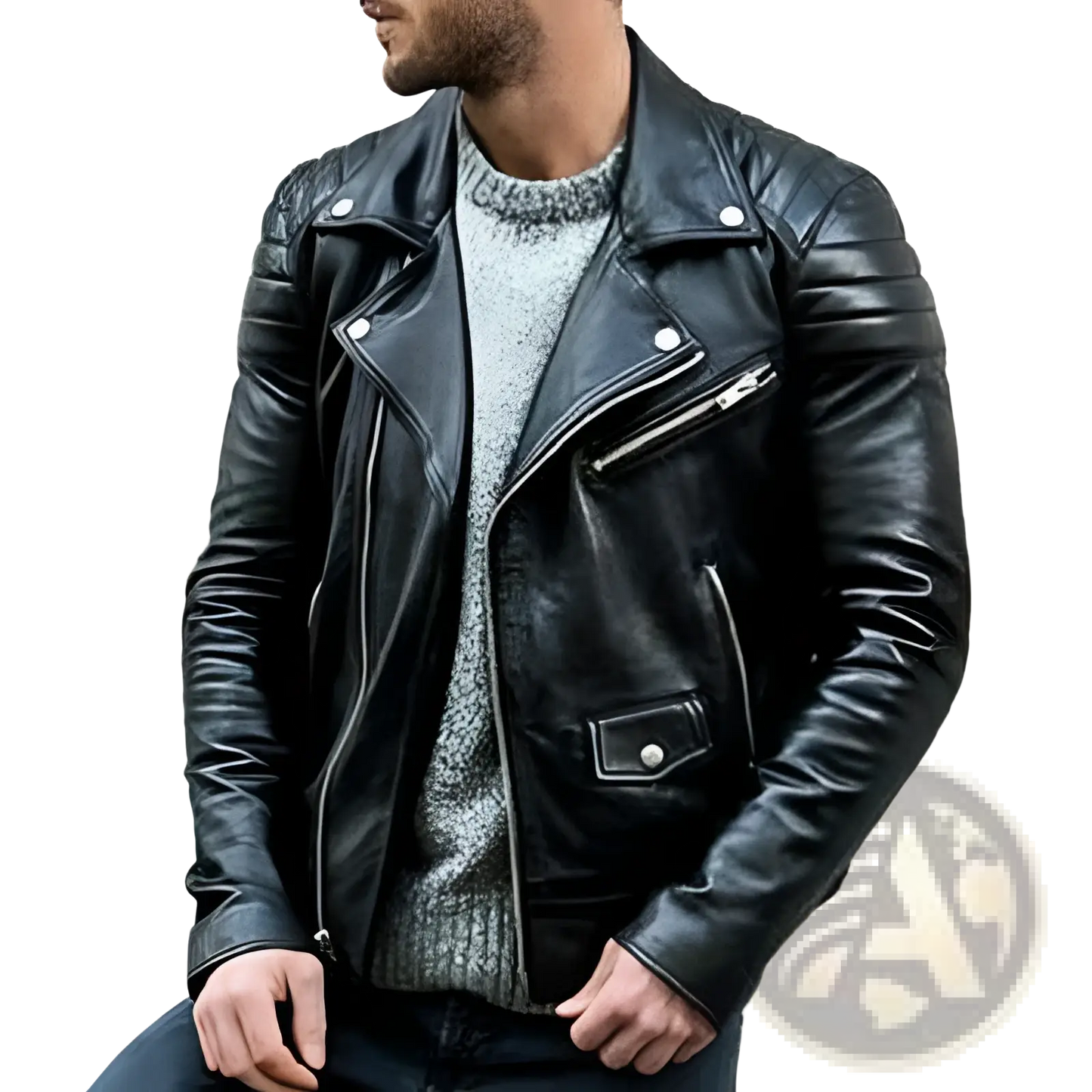 Men's Pu Leather Punk Stand Collar Biker Jacket