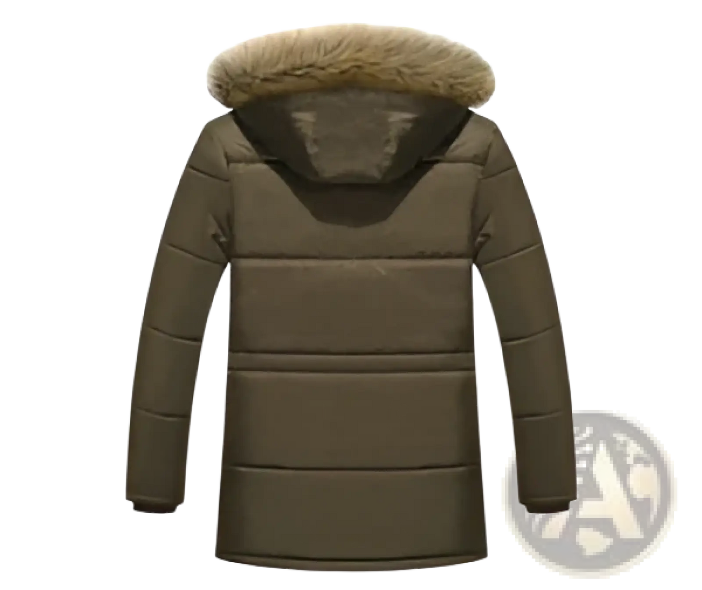 Men's Quilted Down Parka with Fur Lined Detachable Hood