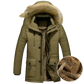 Men's Quilted Down Parka with Fur Lined Detachable Hood