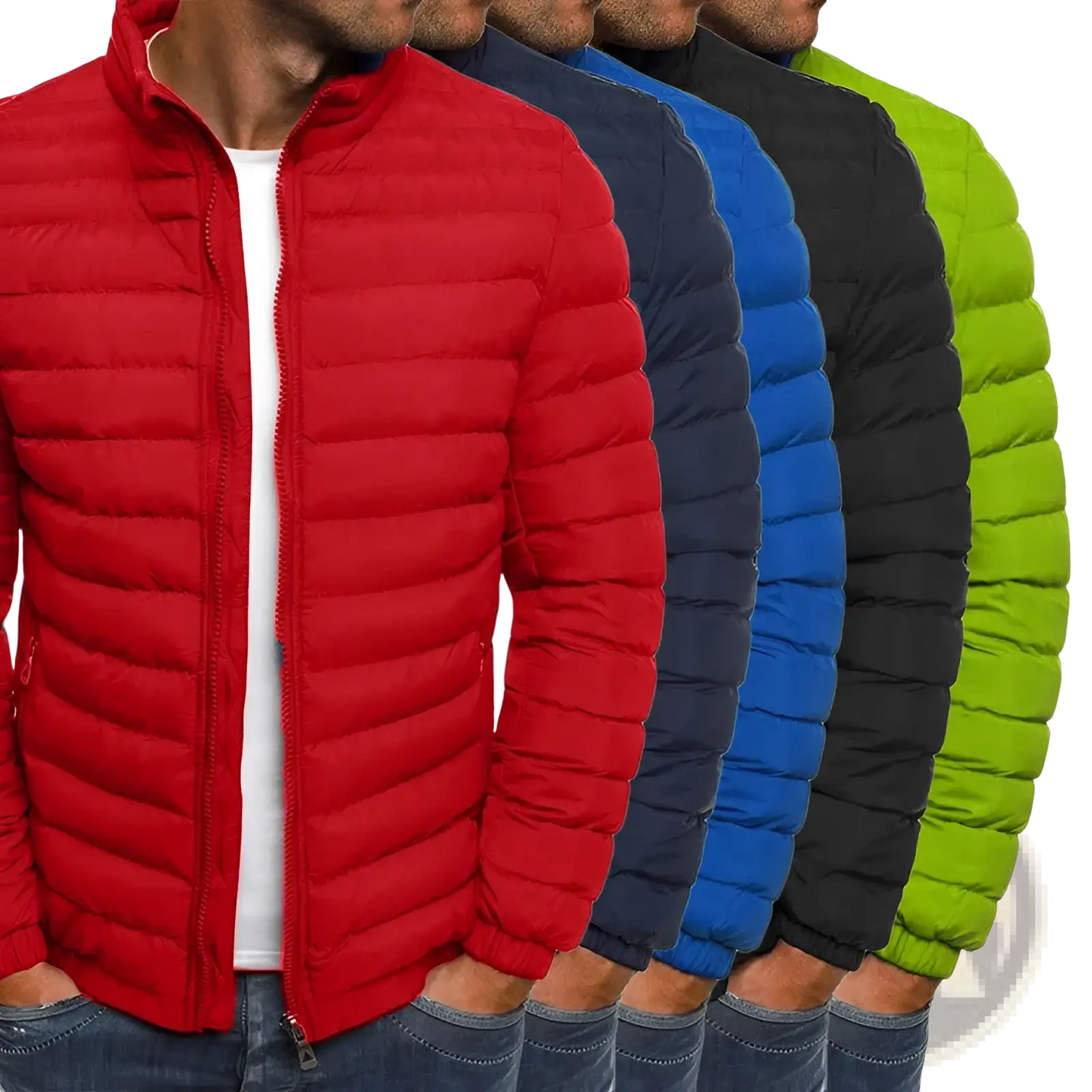Men's Quilted Puffer Jacket with Stand Collar