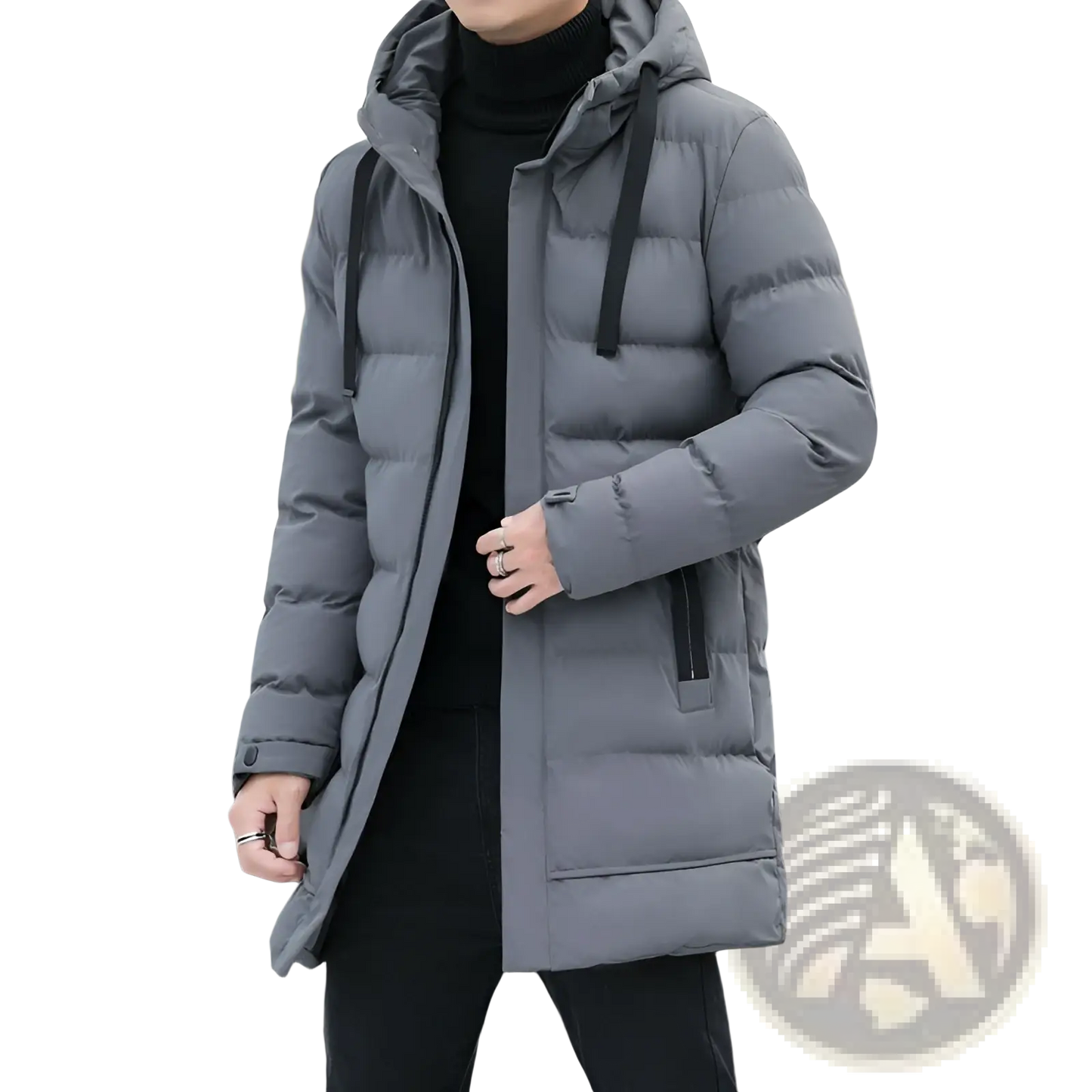 Men's Quilted Windproof Hooded Puffer Jacket