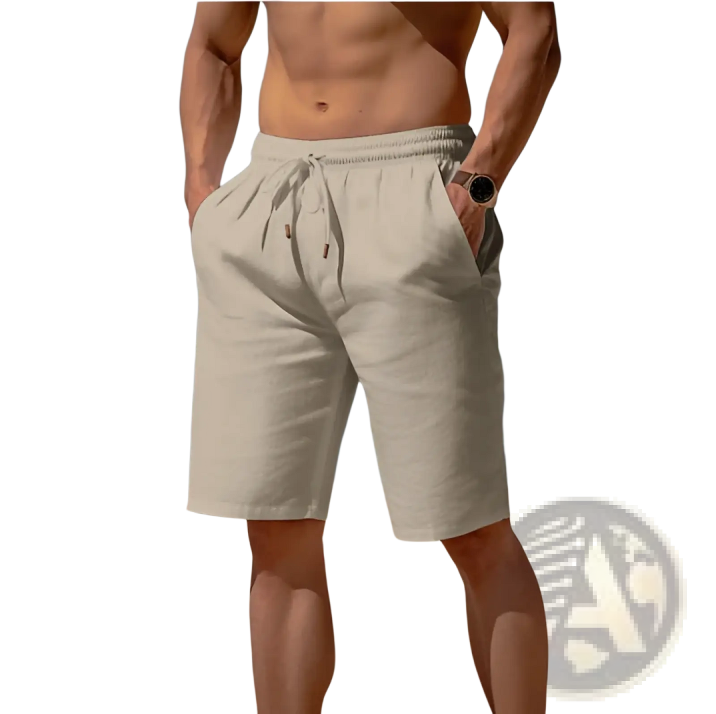 Men's Relaxed Cotton Linen Drawstring Beach Shorts
