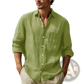 Men's Relaxed Fit Cotton Linen Long Sleeve Shirt