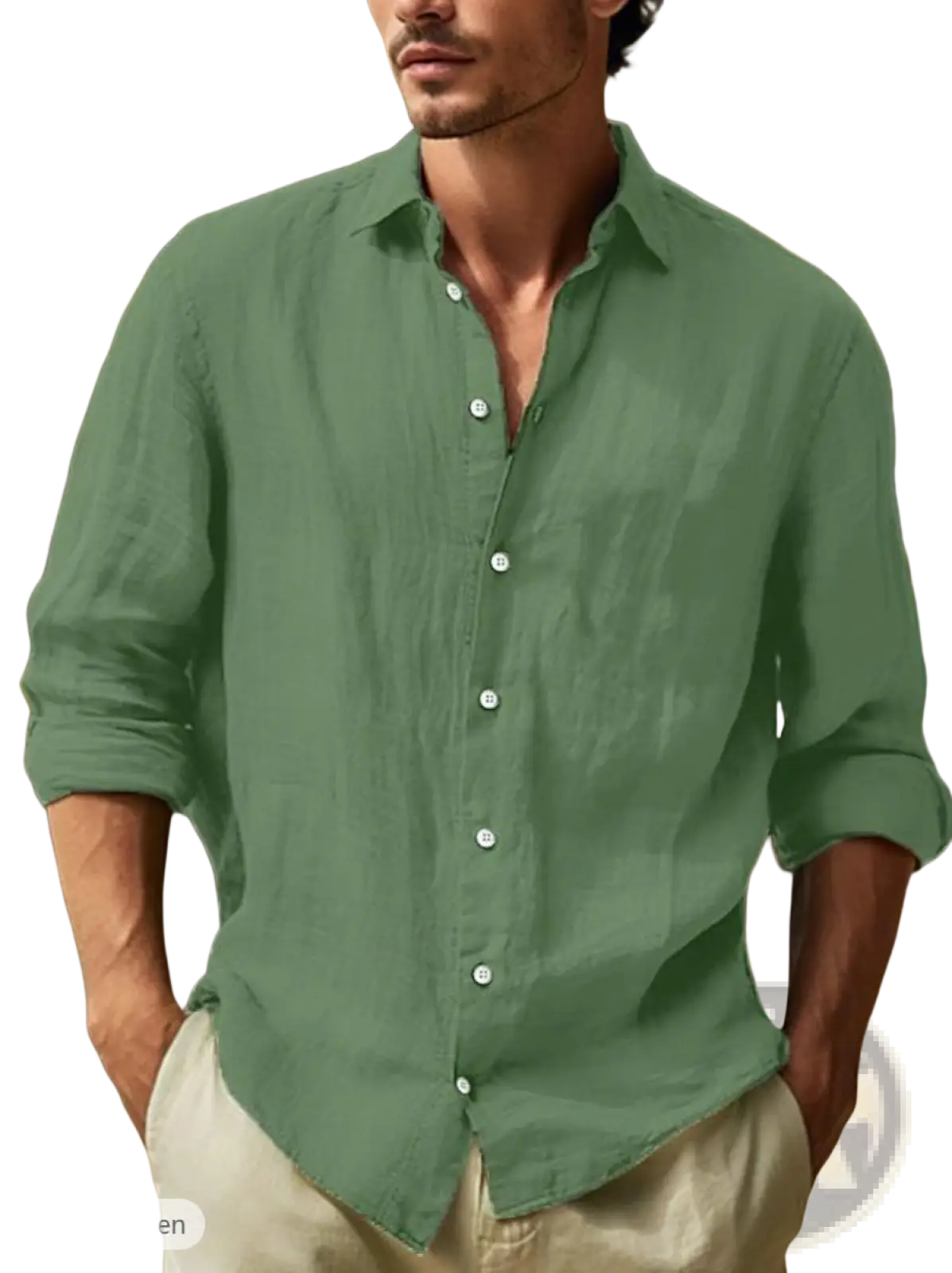 Men's Relaxed Fit Cotton Linen Long Sleeve Shirt