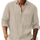 Men's Relaxed Fit Cotton Linen Long Sleeve Shirt