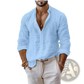 Men's Relaxed Fit Cotton Linen Long Sleeve Shirt