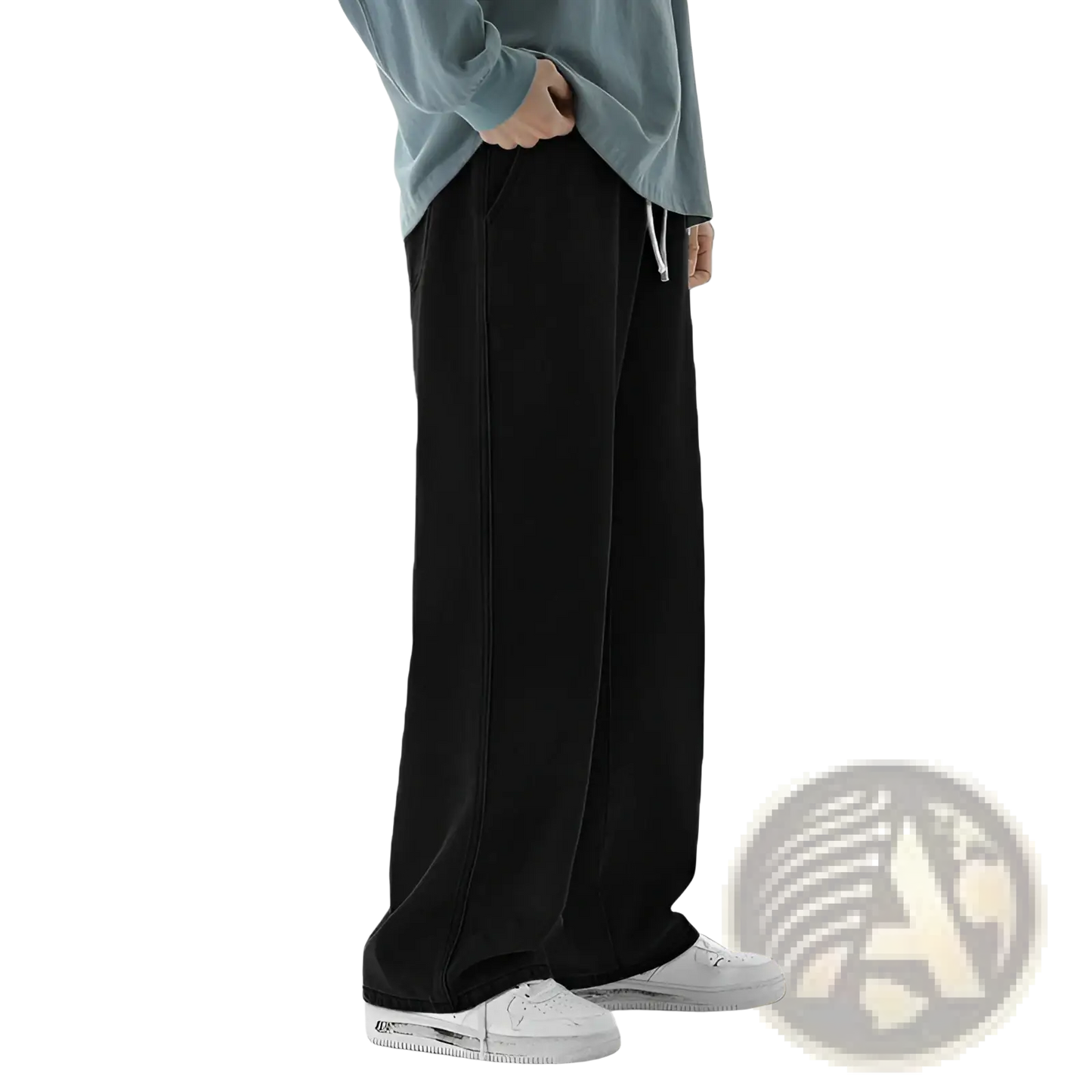Men's Relaxed Fit Drawstring Wide Leg Denim Jeans