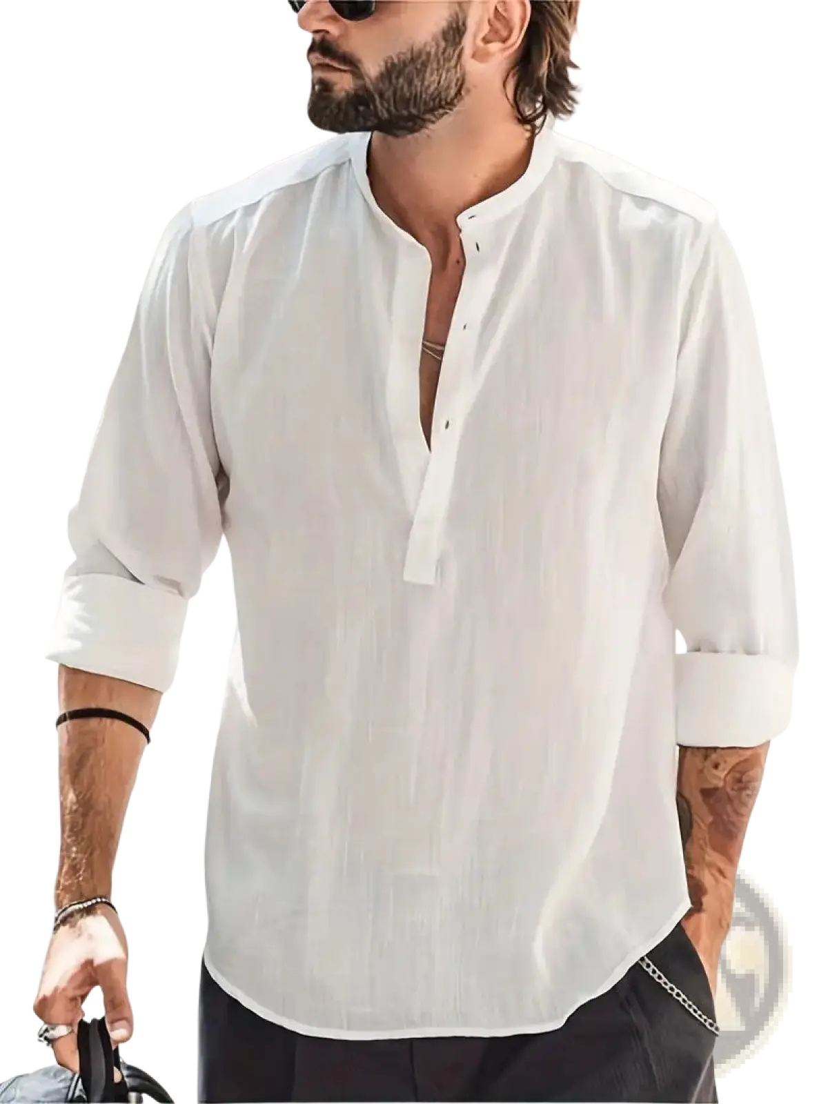 Men's Relaxed Fit Lightweight Cotton and Linen Shirt