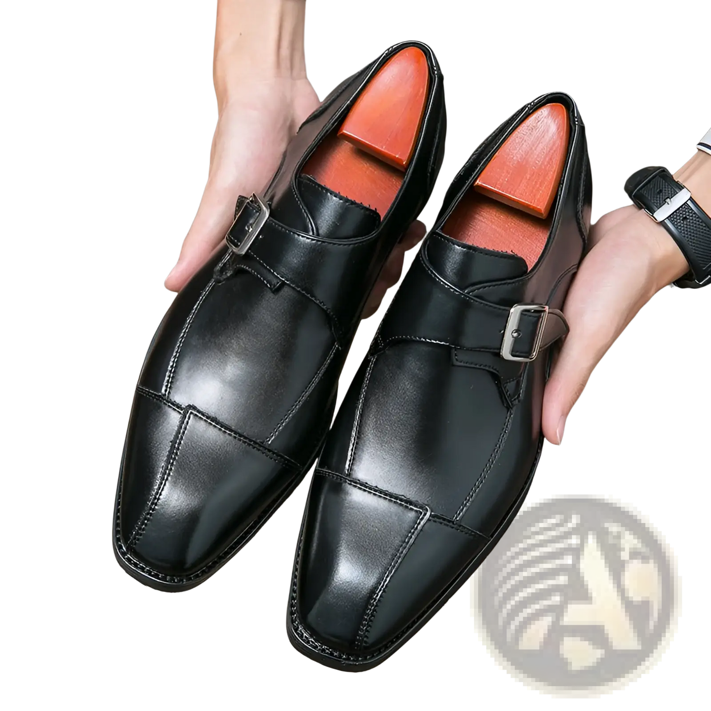 Men's Retro British Style Buckle Microfiber Leather Shoes