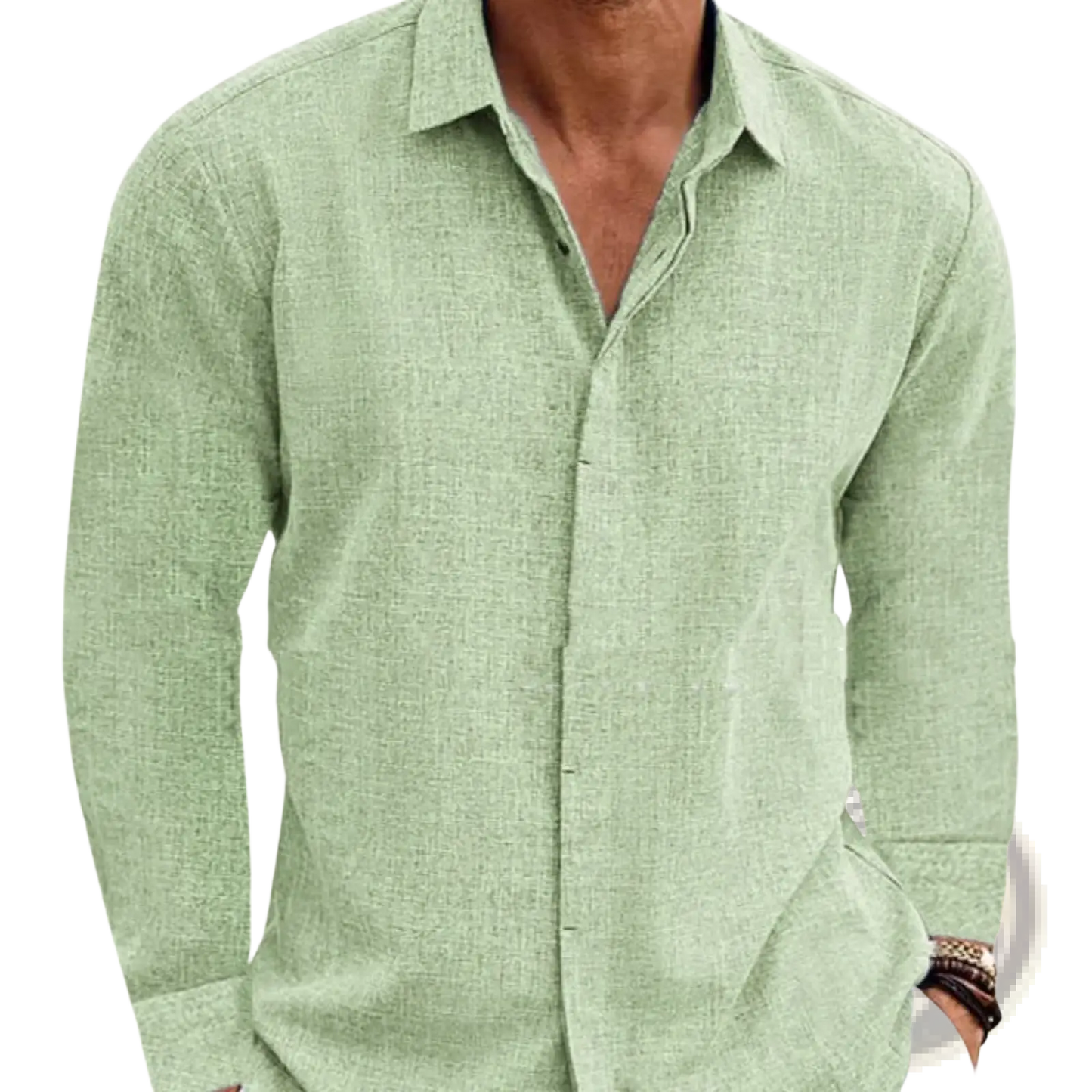 Men's Retro Cotton Linen Blend Long Sleeve Button Up Shirt