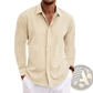 Men's Retro Cotton Linen Blend Long Sleeve Button Up Shirt