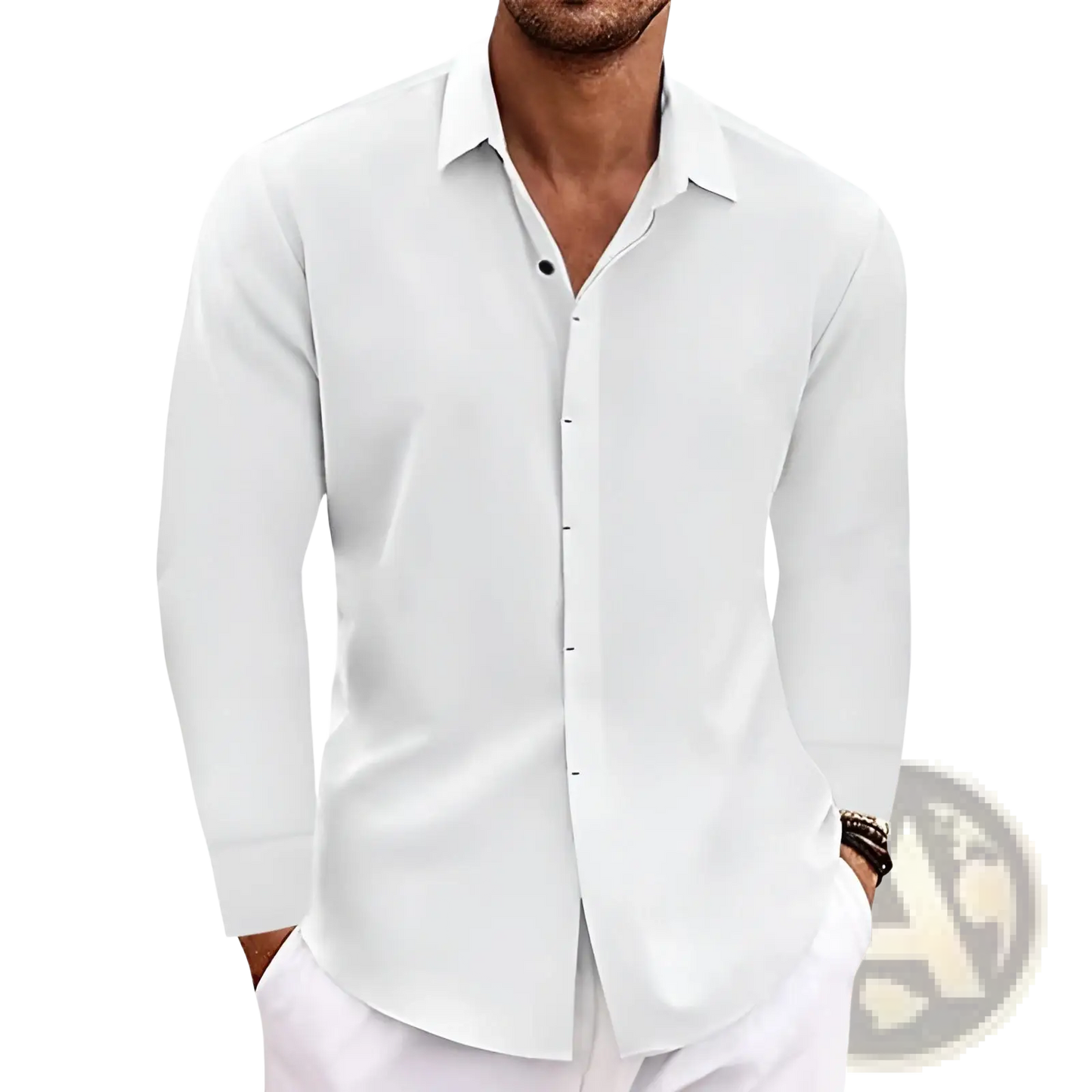 Men's Retro Cotton Linen Blend Long Sleeve Button Up Shirt