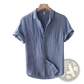 Men's Retro Distressed Linen Short Sleeve Shirt