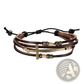 Men's Retro Layered Brown Leather Cross Bracelet