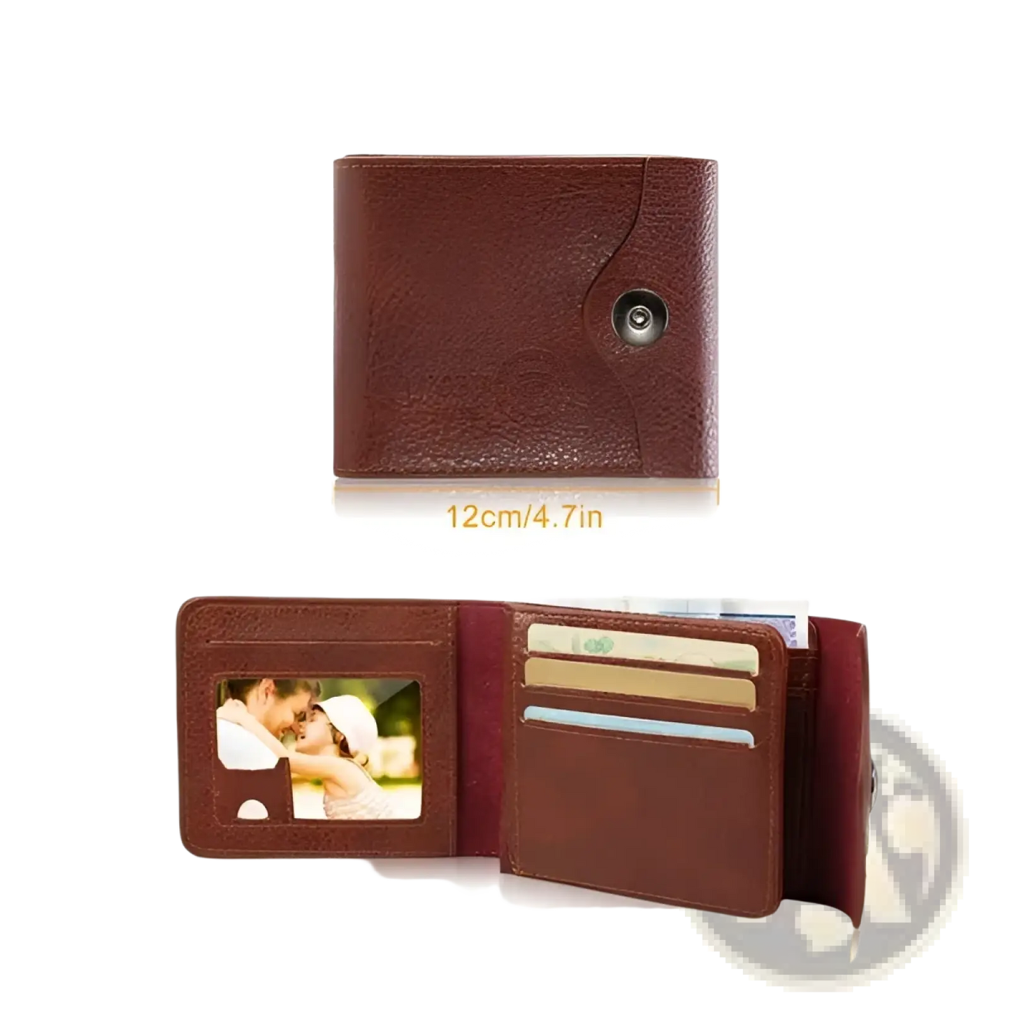 Men's Rfid Blocking Brown Pu Leather Bifold Wallet with Snap