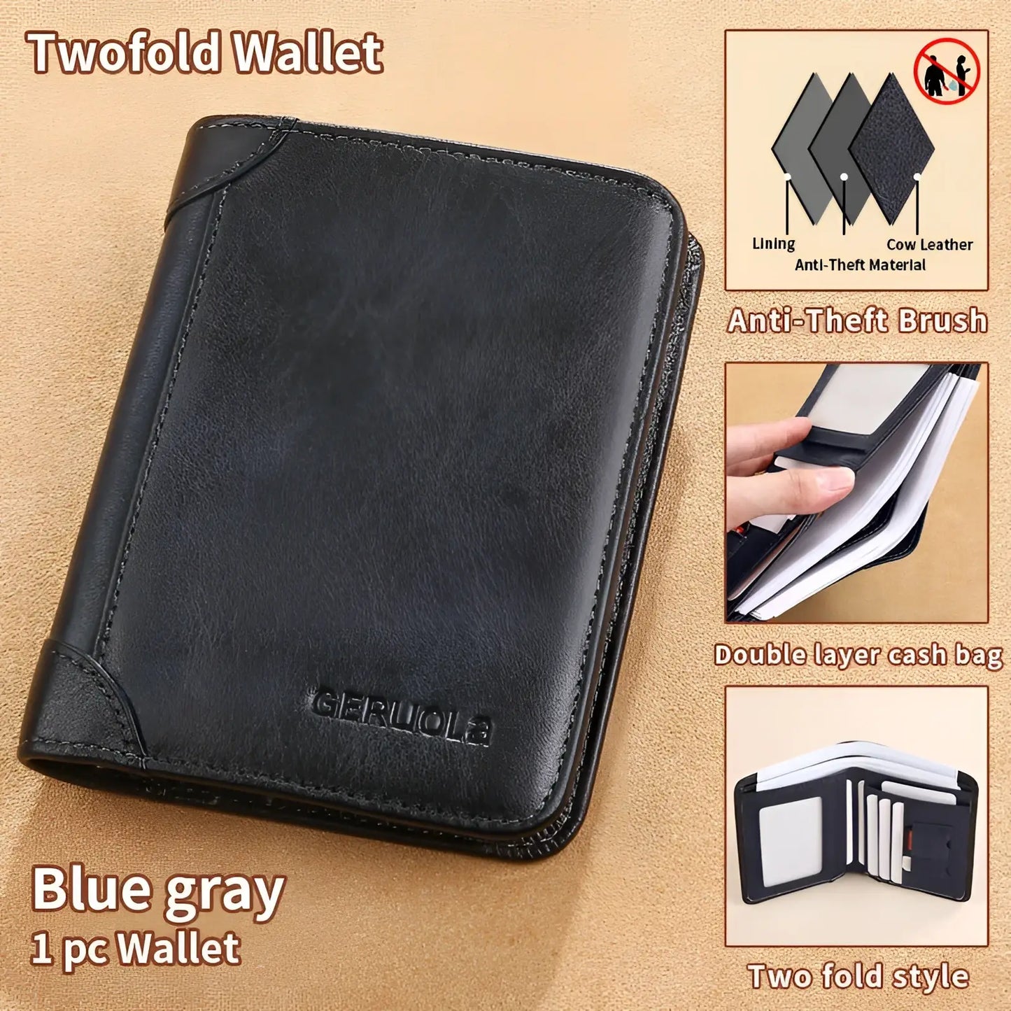 Men's Rfid Leather Wallet with Zip Coin Pocket