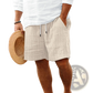 Men's Ribbed Bamboo Linen Summer Drawstring Shorts