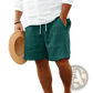 Men's Ribbed Bamboo Linen Summer Drawstring Shorts