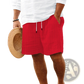 Men's Ribbed Bamboo Linen Summer Drawstring Shorts