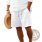 Men's Ribbed Bamboo Linen Summer Drawstring Shorts