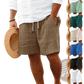 Men's Ribbed Bamboo Linen Summer Drawstring Shorts