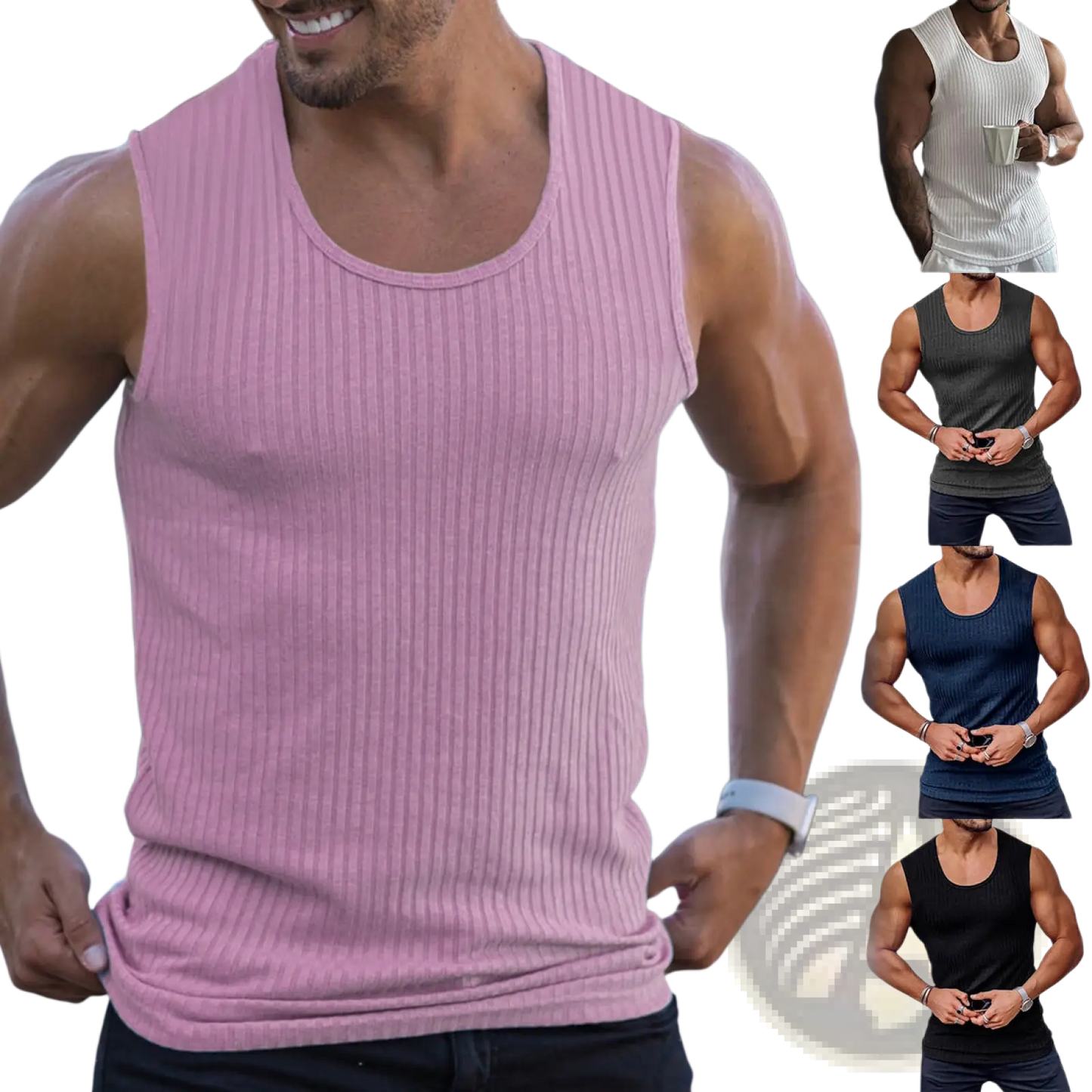 Men's Ribbed Cotton Slim Fit Knit Tank Top