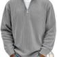 Men's Ribbed Knit Half Zip Corduroy Polo Sweatshirt