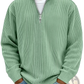 Men's Ribbed Knit Half Zip Corduroy Polo Sweatshirt