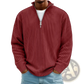 Men's Ribbed Knit Half Zip Corduroy Polo Sweatshirt