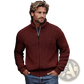 Men's Ribbed Knit High Collar Zip Up Sweater