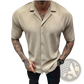 Men's Ribbed Knit Short Sleeve Button Up Shirt