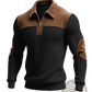 Men's Ribbed Patchwork Half Zip Knit Sweater