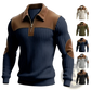 Men's Ribbed Patchwork Half Zip Knit Sweater