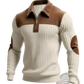 Men's Ribbed Patchwork Half Zip Knit Sweater