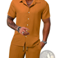 Men's Ribbed Short Sleeve Shirt and Shorts Beach Set