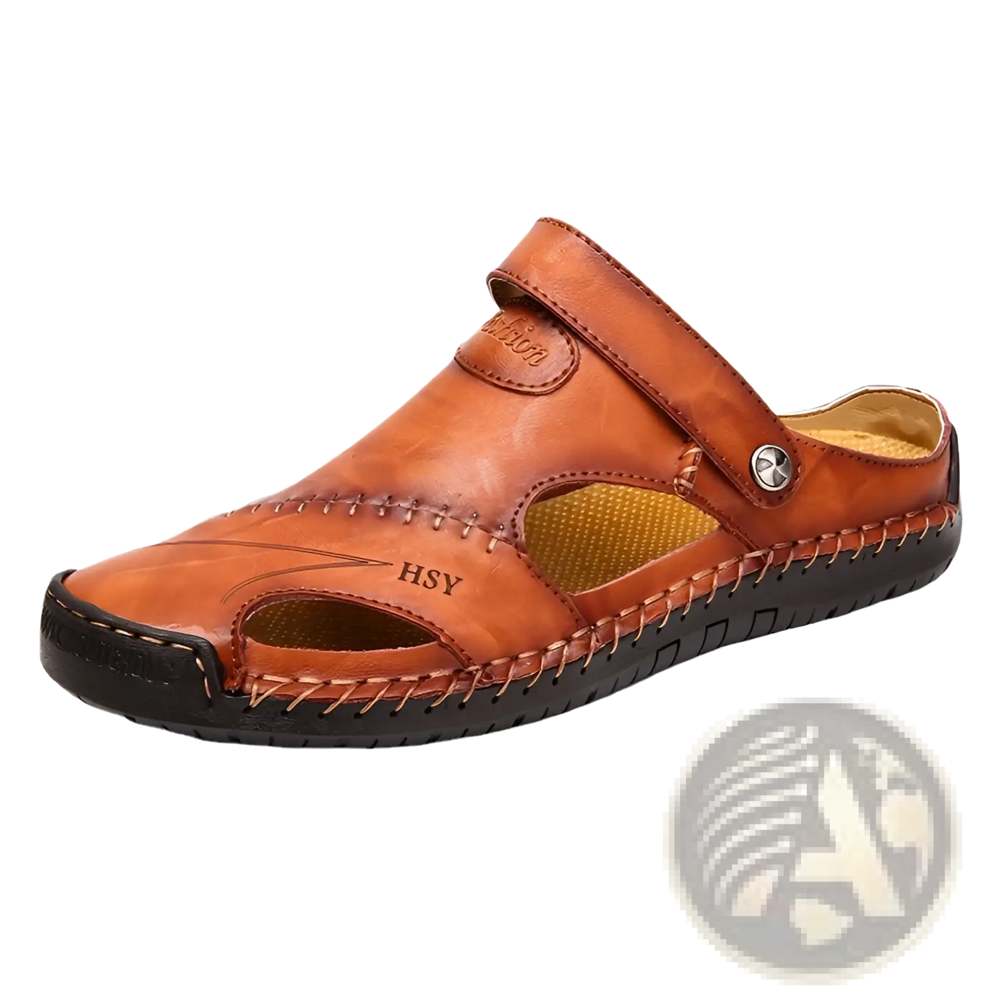 Men's Roman Leather Sandals with Rubber Sole