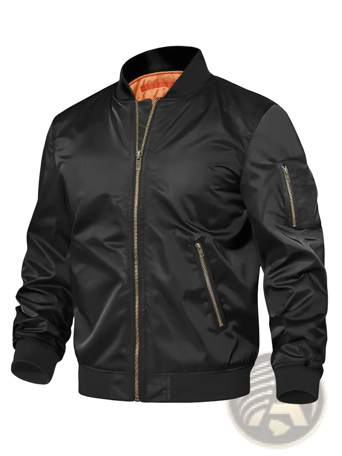 Men's Satin Bomber Jacket with Contrast Lining