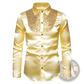 Men's Satin Dress Shirt with Sequined Yoke Detail