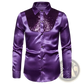Men's Satin Dress Shirt with Sequined Yoke Detail